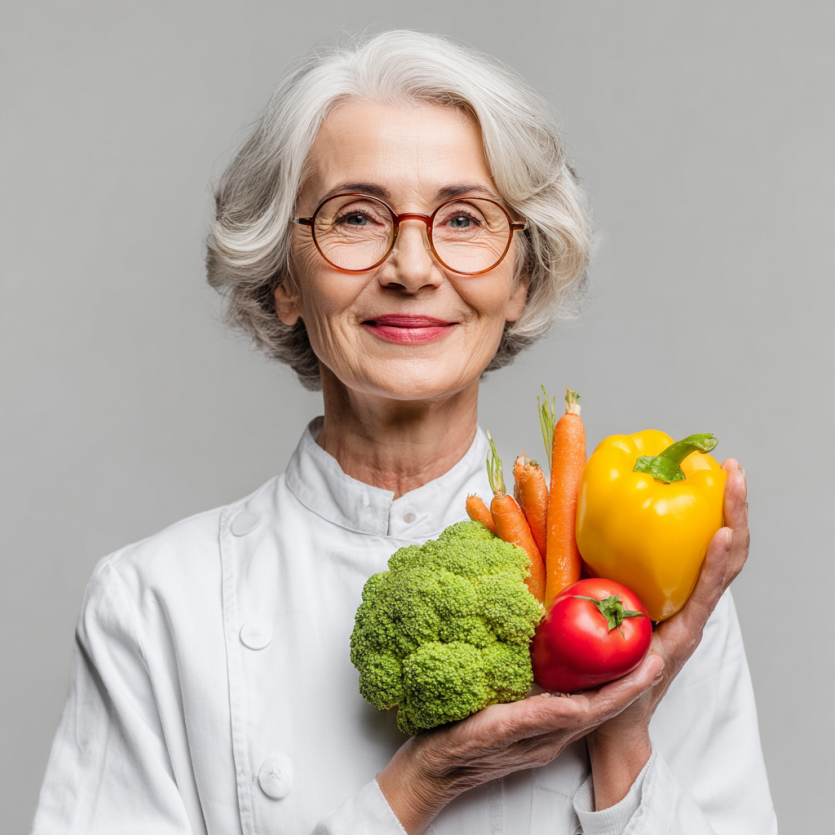 Pareja de adultos mayores cocinando juntos