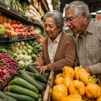 Variedad de alimentos saludables para adultos mayores